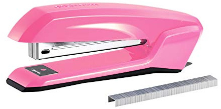 Bostitch Office Ascend 3-in-1-Hefter, integrierter Entferner und Klammeraufbewahrung, 420 Heftklammern enthalten, 20 Blatt Kapazität, leicht, rosa