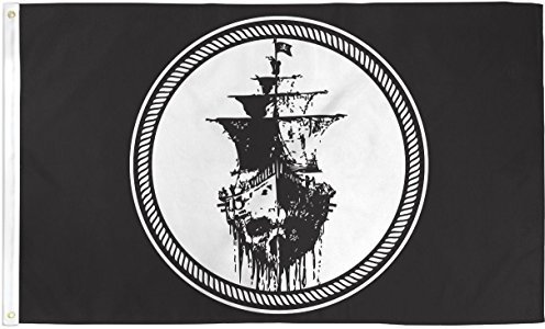 Geist Piratenschiff Flagge Black Sea Meuterei Jolly Roger Totenkopf Schwert 90x150 cm Polyester