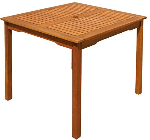 Indoba IND-70070-TI Gartentisch Montana, Esstisch aus Holz - 85 x 85 x 74 cm quadratisch mit Halterung für Sonnenschirm