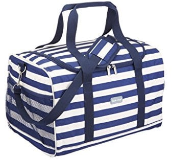 KitchenCraft Lulworth Kühltasche, Blau-Weiß Gestreifte Kühltasche, Lebensmittelsicheres Innenfutter, für Familienausflüge und Picknicks, 30 L, 28 x 18 x 18 cm