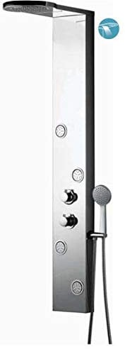 PANNELLO COLONNA DOCCIA IDROMASSAGGIO ACCIAIO INOX LUCIDO DOCCINO CASCATA E SOFFIONE MULTIFUNZIONE CASCATA CERVICALE KIT DOCCINO FLESSIBILE
