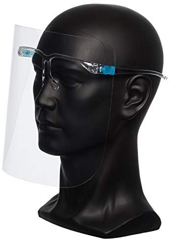 JOOULS Gesichtsvisier mit 5 Wechsel-Visieren, Faceshield aus PET, Schutz für Augen Mund und Nase, Gesichtsschild für Brillenträger geeignet