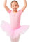 tanzmuster ® Ballettkleid Mädchen Tutu - Nele- aus weichem Baumwollstoff mit Glitzersteinen fürs Kinder Ballett Ballettbody Ballett Trikot, Rosa 140-146