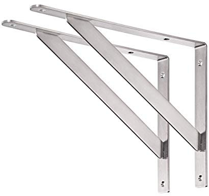 YUMORE Staffa per mensola, 35,6 cm, carico massimo: 259,5 kg, in acciaio inox resistente, supporto per mensole, staffa angolare ad angolo retto, confezione da 2