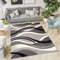 TAPISO Dream Teppich Wohnzimmer Kurzflor Modern Grau Schwarz Weiß Wellen Streifen Esszimmer Schlafzimmer Küche ÖKOTEX 300 x 400 cm