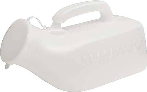 2 x Drylife Reusable Male Urinal Bottles | 1000ml | Secure Caps | Twin Pack | 1000ml Each | Secure Caps | Measuring Scales | Easy-Grip Handles | Lightweight | Medical-Grade Plastic | Reusable | Pack of 2