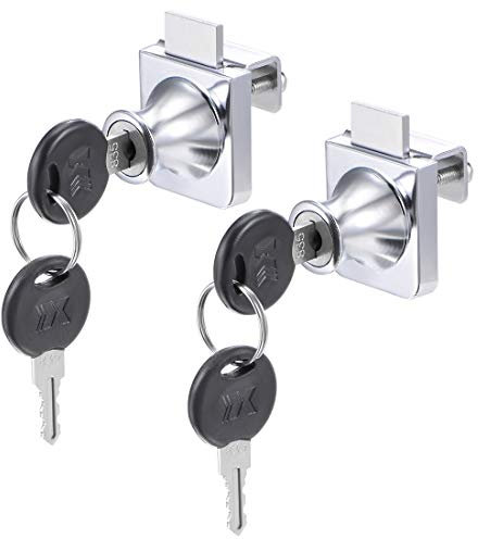 sourcing map Glass Cabinet Door Lock, for Hinged Glass Display Cabinets Keyed Alike 2Pcs