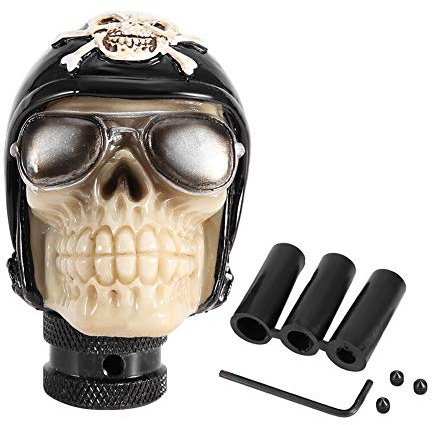Auto Schaltknauf,Schaltknäufe Schaltknauf Skeleton Skull Schalthebel mit manuellem Steuerkopf Universal Totenkopf Skull Schaltknüppel für Most Manuelles oder Getriebe Skeleton Schädel Kopf Geändert