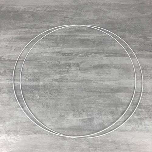 Lot de 2 Grands Cercles métalliques Blanc diam. 70 cm pour Abat-Jour, Anneaux epoxy Attrape rêves