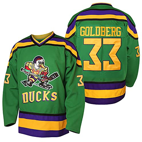 Herren Mighty Ducks 33 Greg Goldberg 96 Charlie Conway 99 Adam Banks genähte Eishockey-Trikots - - Klein