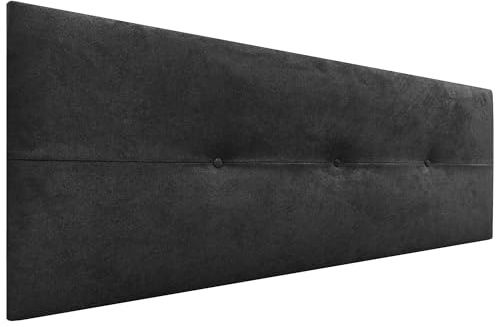 DHOME Kopfteil aus Kunstleder oder Stoff AQUALINE Pro Kopfteil Polsterkopfteil Luxusbett (Stoff Schwarz, 145cm (Betten 120/135/140))