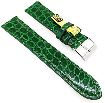 Sandtuhr echt Kroko Uhrenarmband 19mm grün Deutscher Hersteller