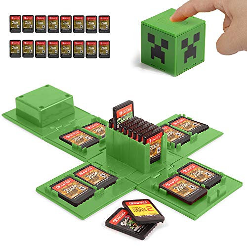 Nintendo Switch Game Card Case with 16 Slots (Minecraft Green)