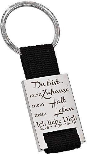 PAKADI Schlüsselanhänger mit Gravur - Du bist...Mein Zuhause Mein Halt Mein Leben Ich Liebe Dich Farbe schwarz