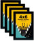 Egofine Cadres photo 10x15cm Lot de 4, Cadre photo en bois composite robuste avec verre véritable - Horizontal ou Vertical pour Accrocher au mur ou Décorer une table, Noir