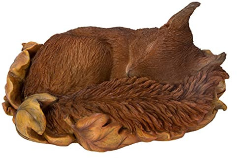 Vivid Arts Schlafendes Baby, rotes Eichhörnchen im Blatt, Kunstharz, Dekoration für Haus oder Garten, XRL-RS02-F