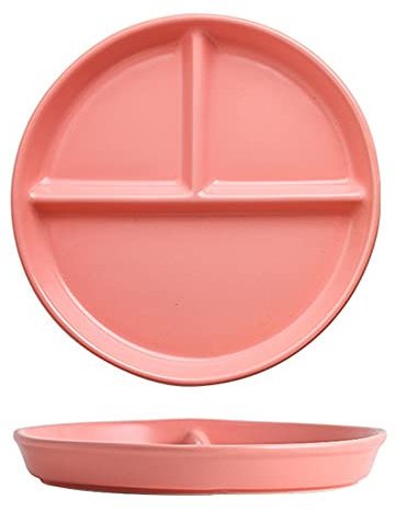 Onepine Platos Redondo de Porcelana con 3 Compartimentos Delicado y Elegante Plato de postre divididos platos de Almuerzo con compartimentos