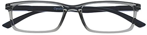 OPULIZE See-Brille Blaulichtfilter Schmal Rahmen Federscharniere Verbessern Den Schlaf Computerbrille Gaming Entspiegelt Grau Herren Dame B9-7