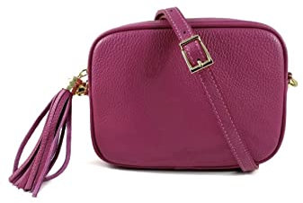 LEATHER Bolso de piel para mujer de bandolera, fucsia