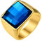 GoldChic Siegelring Herren Ring Gold Edelstahlring Blauer Stein 15MM breit Eheringe Verlobungsring 62mm Zirkonia Ring Herren Schmuck Accessoires