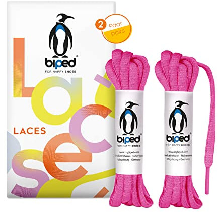 biped LACES 2 paires de lacets en polyester indéchirable pour chaussures femmes, hommes et enfants, baskets, chaussures de sport et de course ovale 6 mm z2912(#13 pink,120 cm)