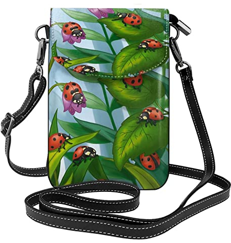 Damen Crossbody Geldbörse Bowling Printed PU Leder Handy Tasche Geldbörse, marienkäfer, Einheitsgröße