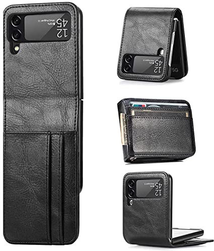 Verco Flip Cover für Samsung Galaxy Z Flip4 5G Case, Flipstyle Schutzhülle für Galaxy Z Flip 4 Hülle (2022) Tasche vertikal klappbare Handyhülle, Schwarz
