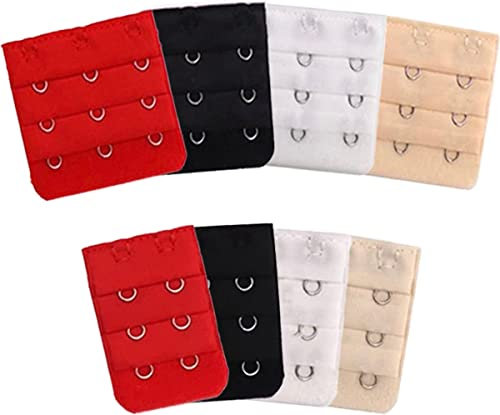 Inodes BH Verlängerung 8 Stücke - Bra Extender - 2 Haken und 3 Haken in 4 Farben - BH Verlängerung 3 Haken - BH Verlängerung 2 Haken