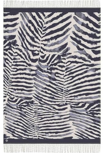 FRAAS Cashmink Kuschel-Decke - Tagesdecke - Überwurf - Wohndecke mit Zebra-Design - Sustainability Edition - Flauschige Decke Größe 130 x 200 cm Schwarz