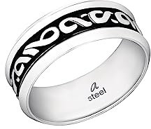 Amor Ring Edelstahl Unisex Damen Herren Ringe, Silber, Kommt in Schmuck Geschenk Box,