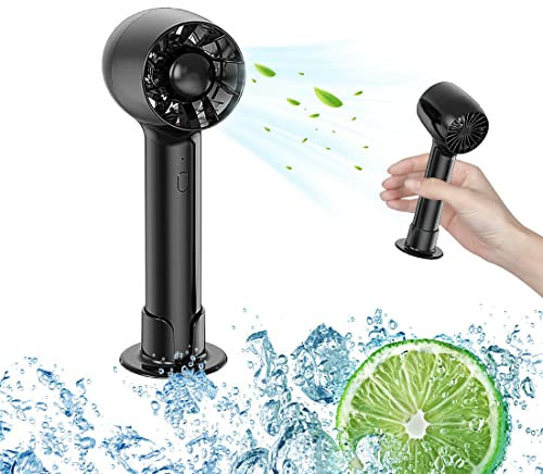 Venforze Mini Handheld Fan - 3 Speed Portable Desktop With Base, Turbine Design, Rechargeable USB for Stylish Girl, Kids Home, Office, Black