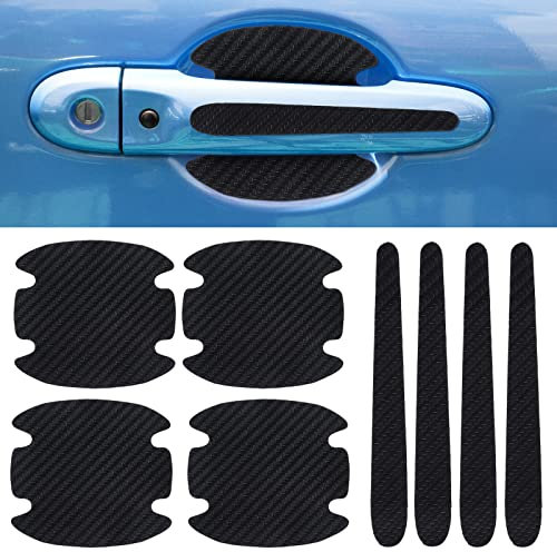 Cobee Car Door Handle Protective Film - 8 Pieces Scratch Protector, Anti-Scratch Covers with Carbon Fiber Finish