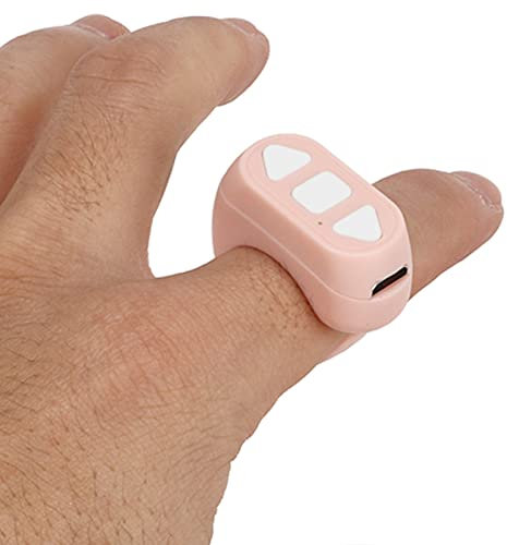 App Page Turner, Tiktok Bluetooth Smart Finger Remote with 3 Buttons Control, Stable Signal, Easier to View Electronic Books, Video, Filming, Give A Like (Pink)
