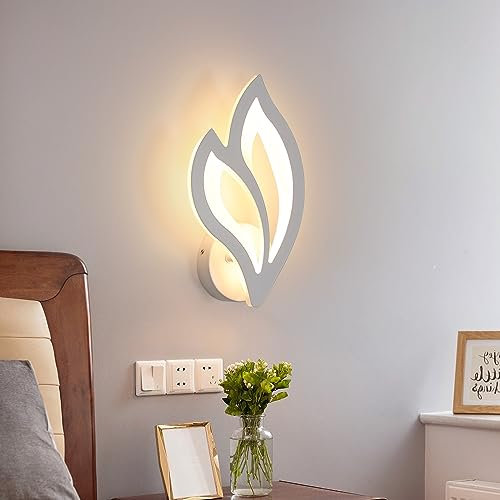 SENQIU LED Wandleuchte Innen 13W, Blumenförmige Moderne LED Wandlampe aus Acryl 1500LM 3000K Warmweißes Licht, Wandbeleuchtung Flur Wandlicht für Schlafzimmer, Wohnzimmer, Weiß