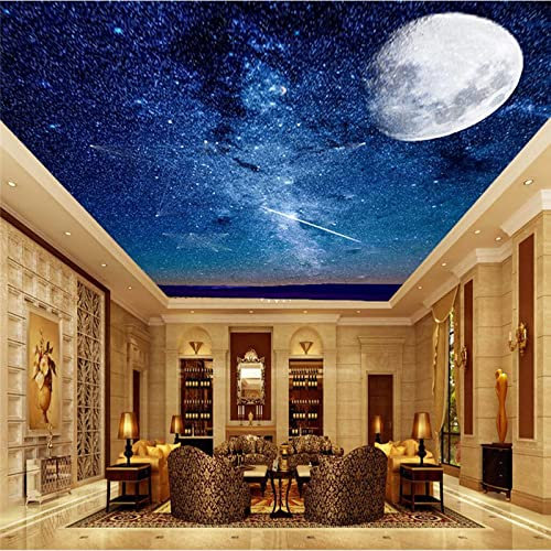 SABORR Fototapete 3d wohnzimmer decke tapete nacht sternenhimmel mond schlafzimmer dach dekoration aufkleber wandkunst malerei