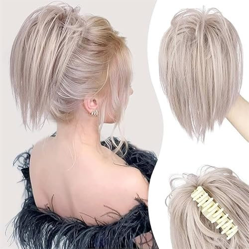 Pferdeschwanz Halter zur Verlängerung der Haare, Neu Bun Haarteile Mit Gummiband Groß Dutt Haarteil, Brautfrisuren VoluminÖs Gewellter Messy Bun Haarteil (9#)