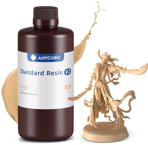 ANYCUBIC Standard Resin V2 1000g, 3D Drucker Resin, 405nm LCD SLA Rapid UV Aushärtung Resin, Hochpräzises und schnelles Photopolymer Harz für LCD/DLP/SLA 3D Druck, Beige