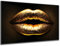 DARO Design - Wand-Bild Goldene Lippen auf 6mm HDF 70x50 cm - Wand-Deko Bilder Lustiges Geschenk