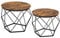 VASAGLE Couchtisch rund, 2er Set, Wohnzimmertisch, Beistelltisch, Vintage-Flair, abnehmbare Tischplatte, für Wohnzimmer, vintagebraun-tintenschwarz LCT041K01