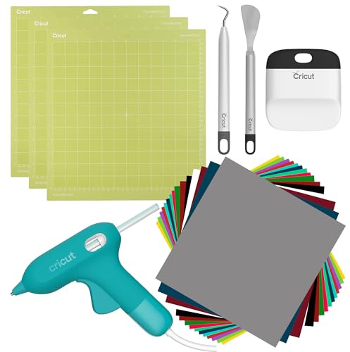 Cricut Value Starter Kit - Includes Premium Vinyl, Mats, Glue Gun, & Tools (Maker & Explore Family Machines)