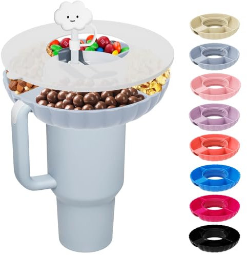 Incolumitas Stanley - Cuenco para aperitivos, bandeja de silicona de grado alimenticio para Quencher H1.0/2.0, accesorios de taza Stanley con tapa y pajitas, accesorios Stanley para vaso Stanley