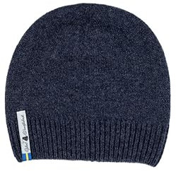 ÖJBRO VANTFABRIK Mütze 100% Merinwolle gefüttert Fleece Gr. L blau Winter Strickmütze Wolle warm, weich, Made in Sweden Karg Hyppeln