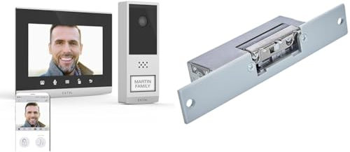 EXTEL 720321 Visiophone connecté - sans fil, longue portée 350 mètres - Wave 2, Noir & Gâche serrure électrique pour porte ou portillon à encastrer sans passage de serrure WECA