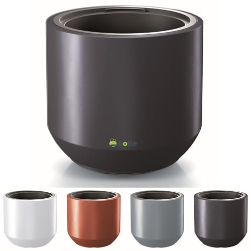 botle Grande fioriera XL, 59 l, forma rotonda, Ø 47 cm, in plastica, massiccio, moderno, altezza 42 cm, antracite opaco, con un inserto da 31 l, resistente agli agenti atmosferici, vaso interno ed
