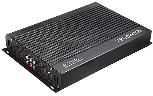 HUIOP Amplificateur De Puissance,Amplificateur De Puissance Audio 4 Canaux Amplificateur Haute Puissance 7900W. Amplificateur De Puissance Stéréo pour Voiture 12,0 V À Quatre Voies Classe A/B