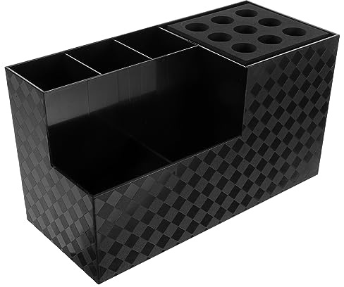 WOONEKY haarklammer aufbewahrung frisierkoffer Professionelle Friseur Werkzeug Halter Friseurbox Haarverlängerungshalter Friseurschere Kammhalter Halter für haarschneidescheren Eva Black