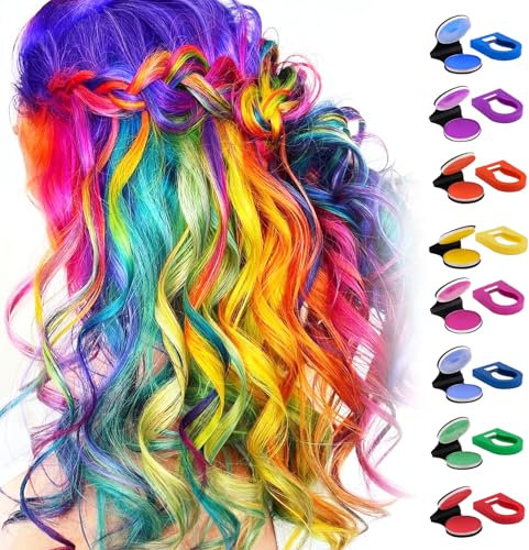 8 Piezas Pintura Pelo Niñas Lavable Tinte Pelo Lavable Niños Tintes de Cabello Lavables para Niños para Mujeres Niños Bodas Maquillaje Carnaval Peinado Temporal de Color de Cabello