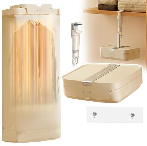 Sèche-Linge Portable, sèche-Linge électrique avec 3 Niveaux de minuterie et réglage à 2 Vitesses, sèche-Linge Chauffant rétractable, Support de séchage Rapide Mural sans Perforation