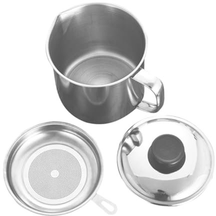 Cabilock Filterbecher Aus Edelstahl Ofen Speiseölbehälter Mit Sieb Speckfett Dose Fettsiebbehälter Küchenölfilter Öl Kann Fänger Entsorgung Von Speiseöl Zubehör Silver Rostfreier Stahl