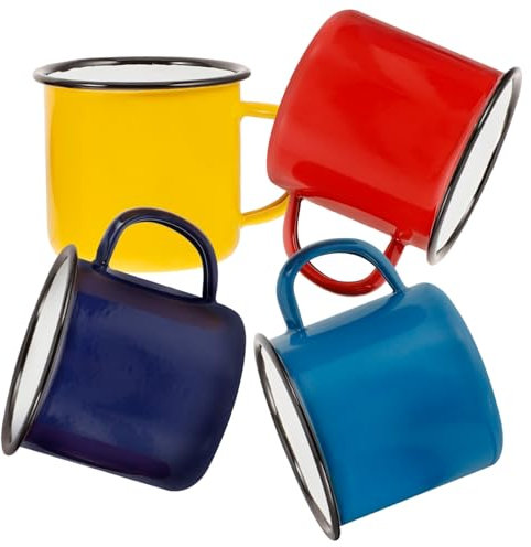 PAMINGONO 4stücke Emaille Tassen Camping Geschirr Emaille Becher Kaffee Teebecher Retro Haushaltsbecher